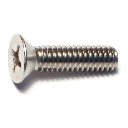 1/4-20 X 1 In Phillips Flat Machine Screw, Plain Stainless Steel, 100 PK